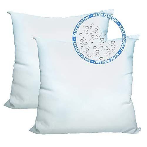 Foamily Set of 2-20 x 20 Premium Outdoor Water and Mold Resistant Hypoallergenic Stuffer Pillow Throw Inserts Sham Square Form, Standard/White - Made in USA