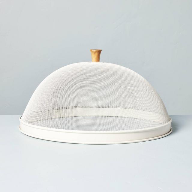 Metal Screen Food Dome with Wood Knob Cream/Brown - Hearth & Hand™ with Magnolia