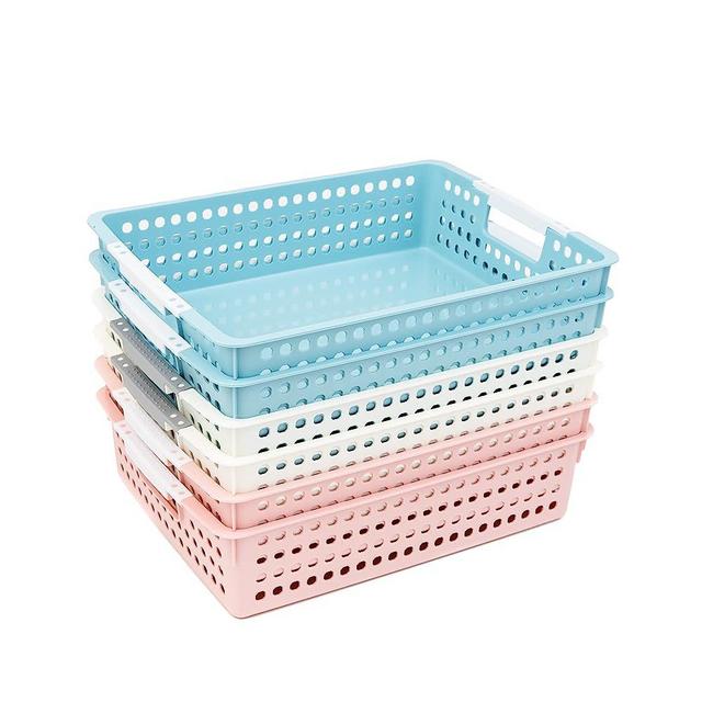 Classroom Turn in Tray, 6 Pack of Baskets for Paper, Desk Organizer Tray for Work, File Organizer for Desk at Home, as Cute Storage Bins for Bathroom