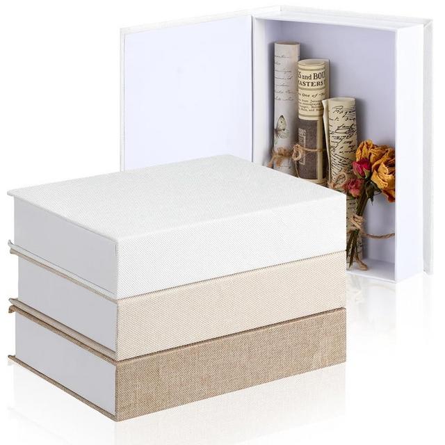 Tioncy 3 Pcs Faux Books for Decorative Modern Book Boxes Decorative Linen Coffee Table Book for DIY Crafts Storage Home Bookshelf Cafe Hotel (Multicolor,8.6 x 6.1 x 1.8 Inch)