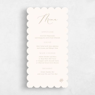 Beige Scalloped Wedding Menu - Mapleton