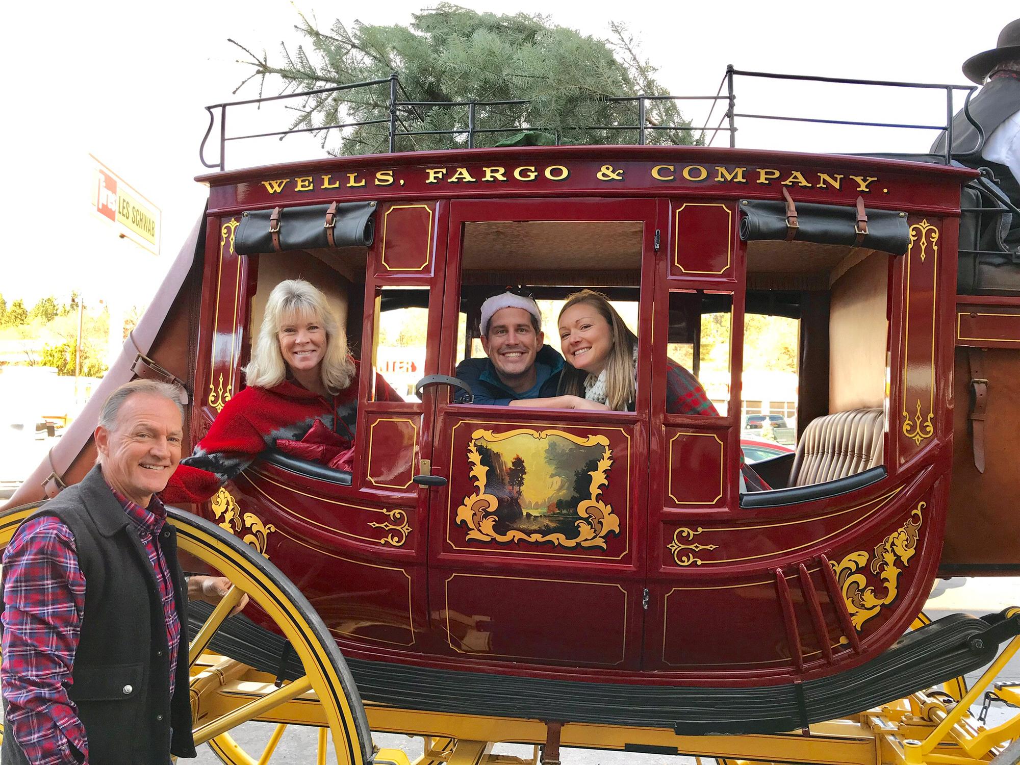 Riding in the Downtown Placerville Christmas Parade in the Wells Fargo Stagecoach! 12.2017