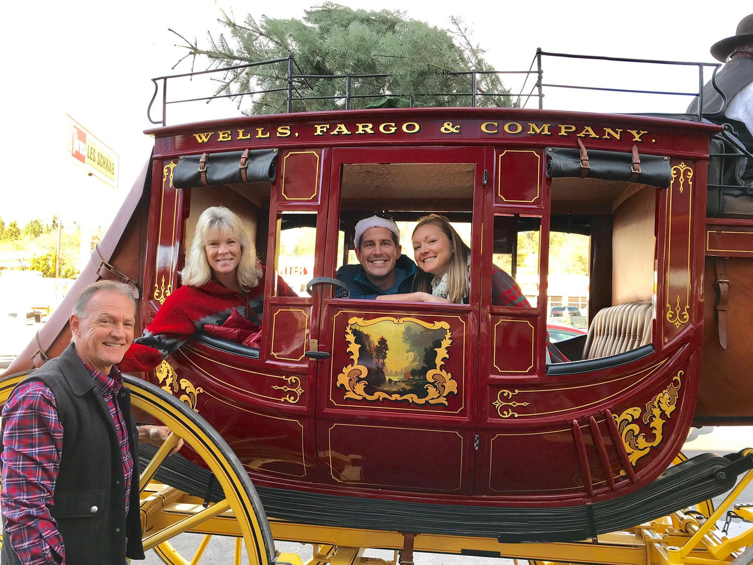 Riding in the Downtown Placerville Christmas Parade in the Wells Fargo Stagecoach! 12.2017