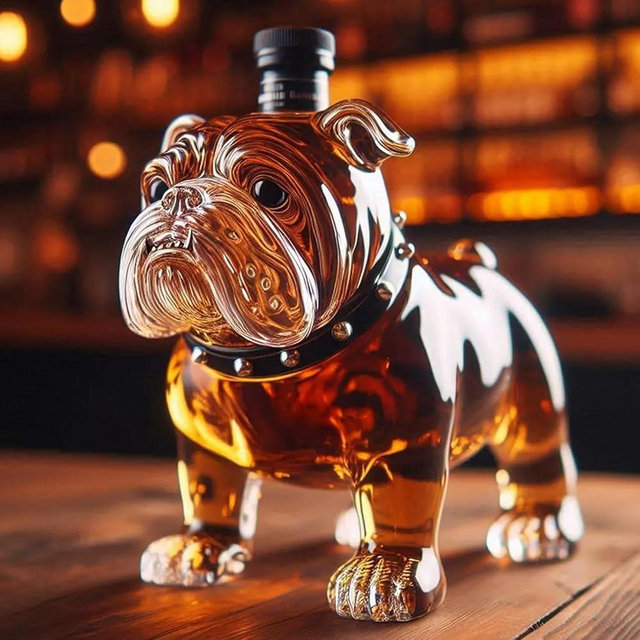 Funny French Bulldog Whiskey Bottle, 300ml Whiskey Decanter, French Bulldog Liquor Bottle, Transparent Glass Decanter For Wine, Liquor Dispenser For For Display Cabinet Hotels