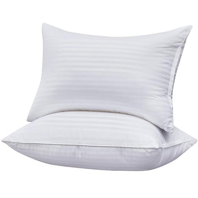Oubonun Premium Adjustable Striped Bed Pillows King Size Set of 2, Breathable Cooling Cotton Cover, Firm and Fluffy 3D Down Alternative Microfiber Filled for Side Back and Stomach Sleepers, 20"x36"