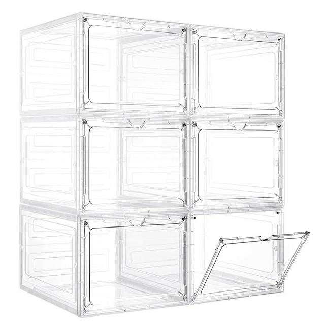 LXLXXL Storage Bins with Lids, 6 Sets 115 Qt Hard Plastic Storage Containers with Magnetic Acrylic Clear Door, Stackable Storage Box for Home,Office Organizing