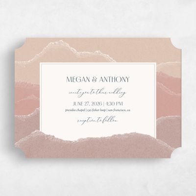Pink Ticket Wedding Invitation - Lysander Landscape