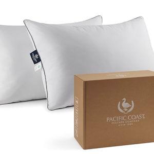 Pacific Coast Bed Pillow, Luxury Hotel Goose Feather and Down Firm Pillow for Sleeping with 100% Cotton Shell, Soft and Supportive