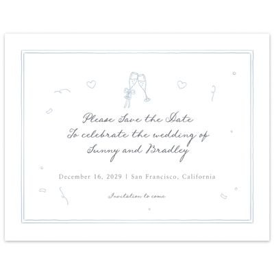White Bordered Wedding Digital Save the Date - Willa Landscape