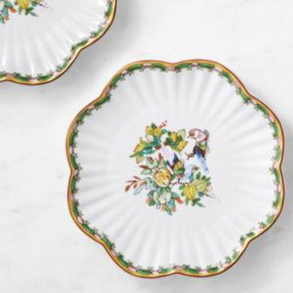 Famille Rose Scalloped Appetizer Plates, Set of 4
