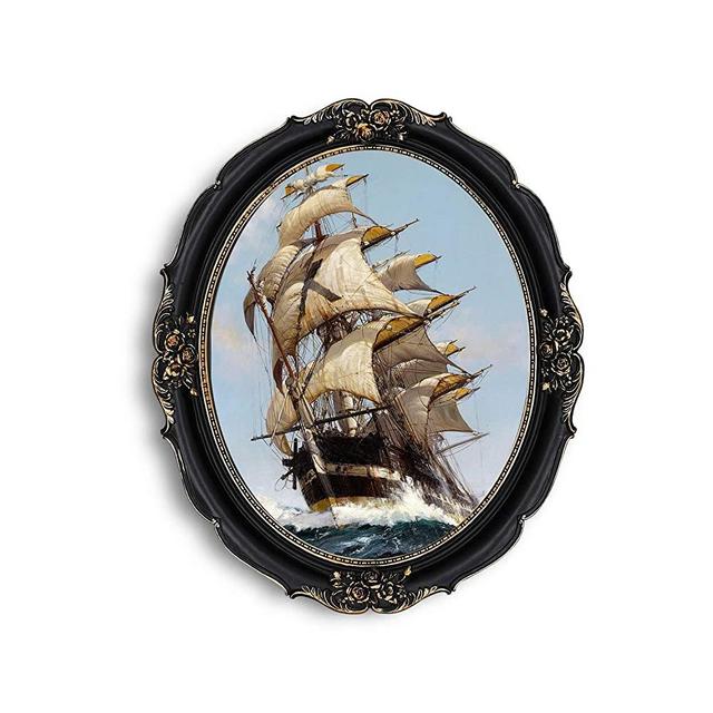 Simon's Shop Oval Picture Frame 11x14 Antique Photo Frames 14 x 11 in Black with Gold Trim, Vintage Ornate