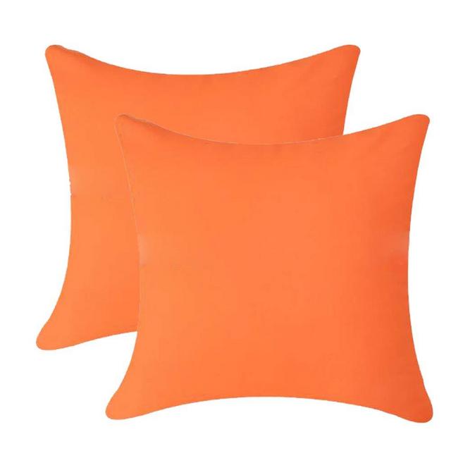 Andreannie Pack of 2 Outdoor Waterproof Decorative Throw Pillow Cover Cushion Case for Garden Tent Park Farmhouse Polyester Both Sides Square 18 x 18 inches (Orange)