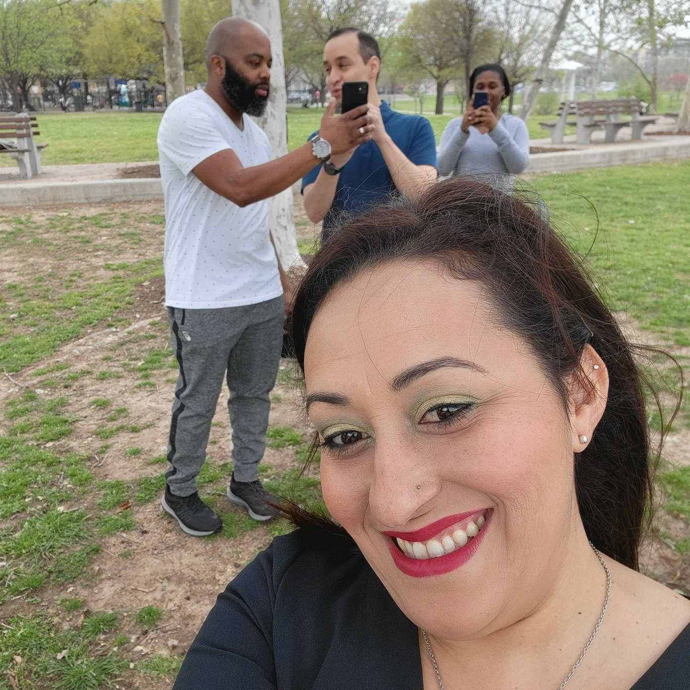 Aaron was getting the phone setup in order to propose. He used the excuse of 1 year anniversary pictures.