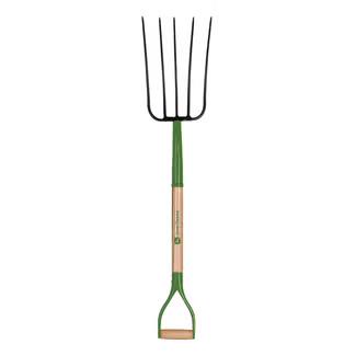 John Deere 5 Tine Steel Compost Fork 36 in. Wood Handle