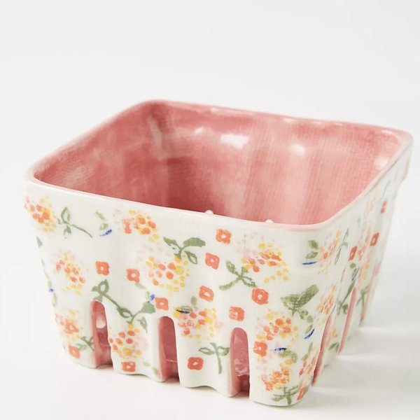Floral Ceramic Berry Basket