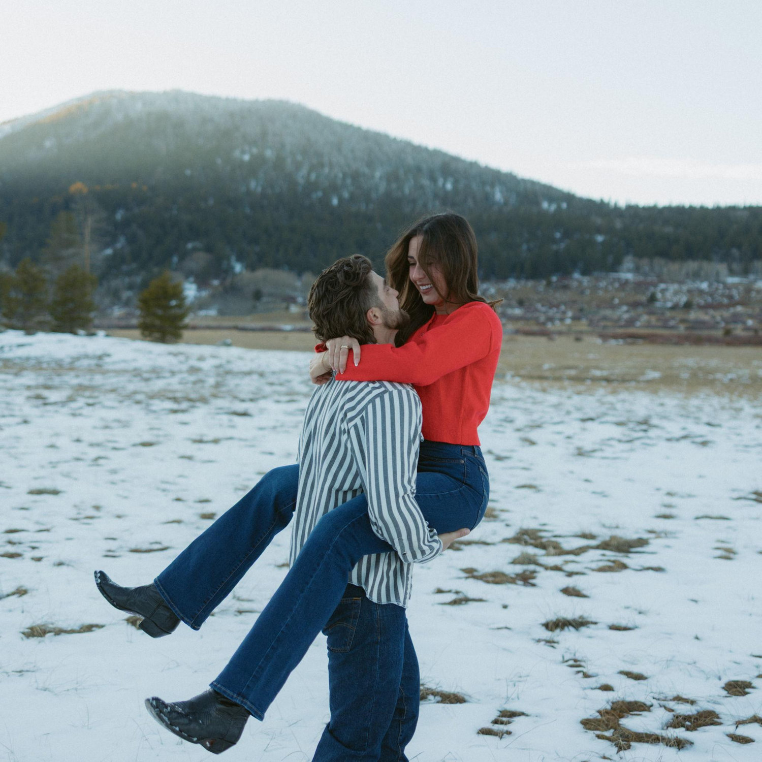 Engagement Photos with some unexpected snow in Hope Valley, CA