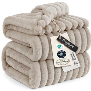 Bedsure GentleSoft King Size Blanket for Bed - Cozy Soft Blankets for Women, Cute Large Fleece Throws for Girls, Beige, 108x90 Inches