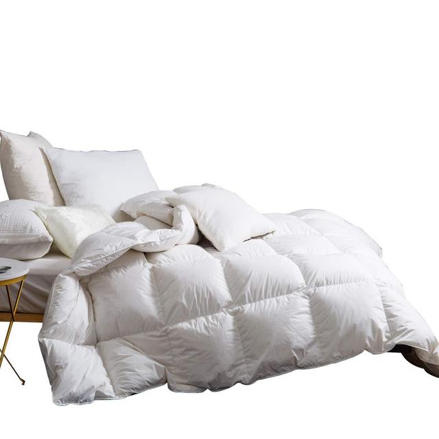 SNOWMAN White Goose Down Comforter CAL King Size 100% Cotton Shell Down Proof-Solid White Hypo-allergenic