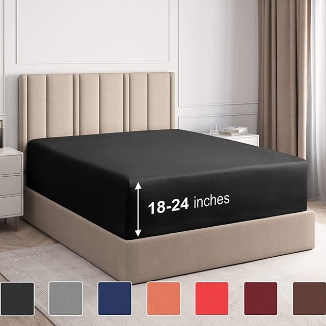 Extra Deep Pocket Fitted Sheet - Single Fitted Sheet Only - Extra Deep Pockets King Size Sheets - Fits 18 In to 24 In Mattress - Extra Deep King Fitted Sheet - Deep Pockets that Actually Fits Mattress