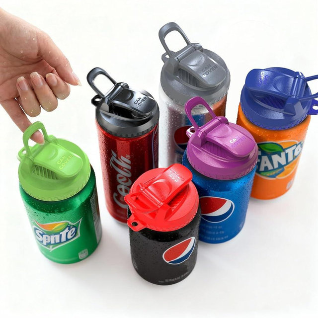 6-Pack Soda Can Lids with Handle Reusable BPA-Free Can Covers for Soda, Beer & Energy Drinks, Universal Fit 202/206 Cans, Helps Maintain the Taste of The Beverage (Multicolored)