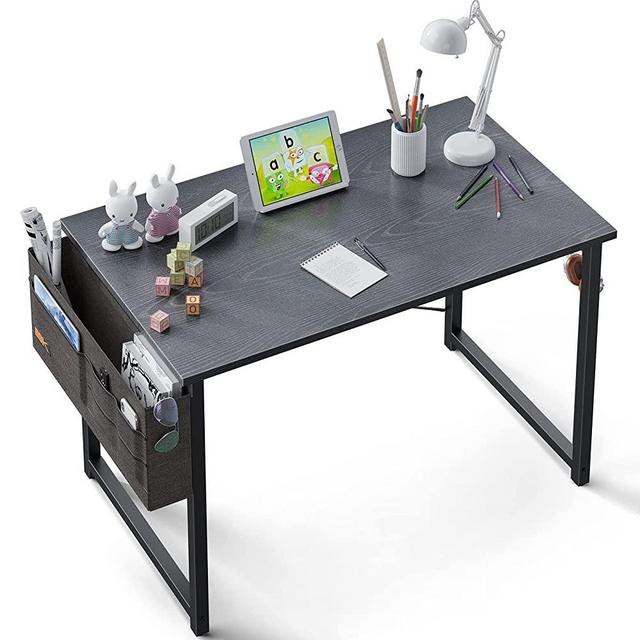 ODK Computer Writing Desk 31 inch Sturdy Home Office Table, Work Desk with A Storage Bag and Headphone Hook, Espresso Gray