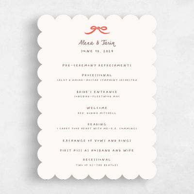 Beige Scalloped Wedding Program - Emelia