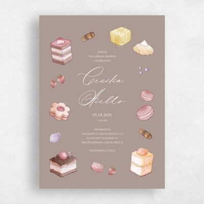 Rich Taupe, Brown Wedding Wedding Shower Invitation - Provencio Portrait