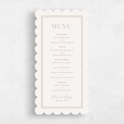 Greige, Beige Wedding Menu - Poplar