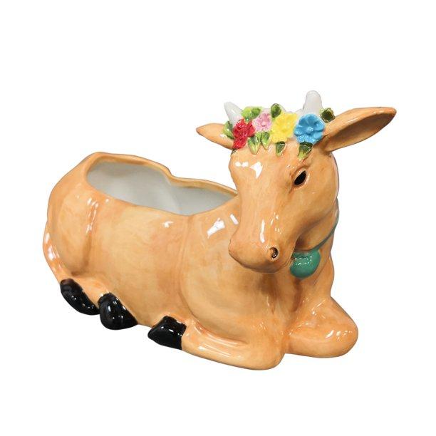 The Pioneer Woman Brown Cow Planter, Stoneware, 6 in opening