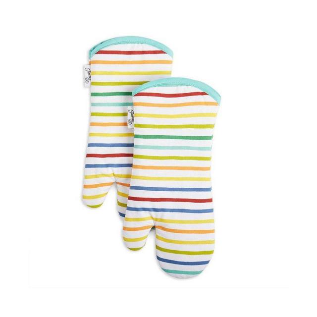 2pk Cotton Printed Tropical Stripe Oven Mitts - Fiesta