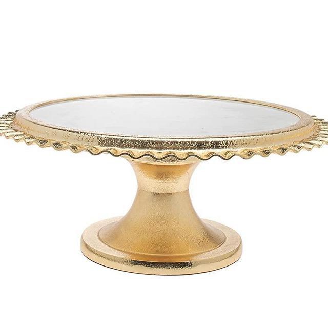 Cake Plate Tray Platter Server Ripple Gold by Godinger -13 inches