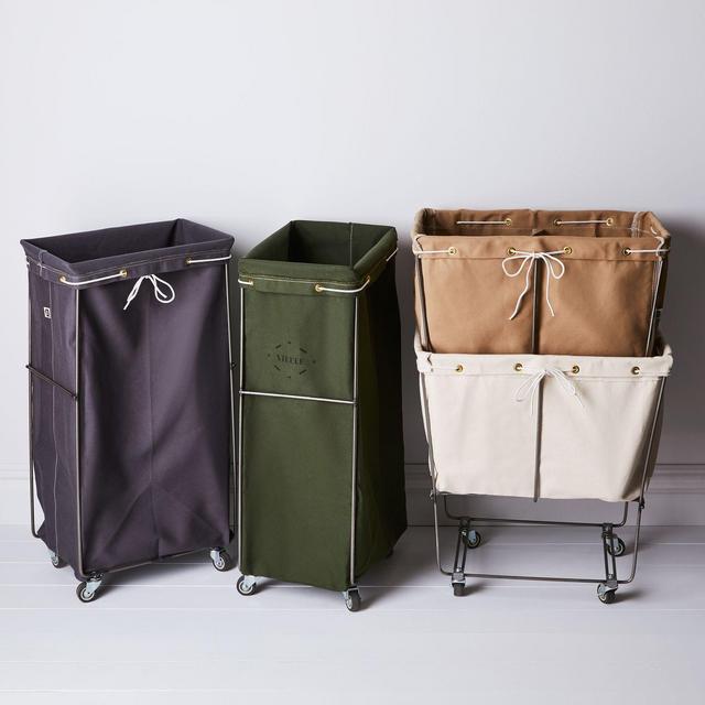 Wide Steele Canvas Elevated Laundry Basket: Natural Color