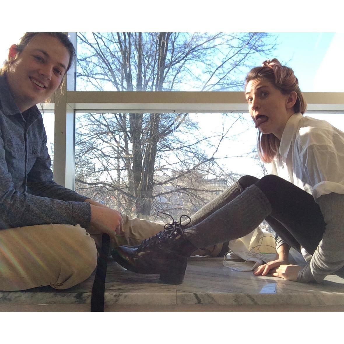 Hangin out in the fashion studio at Rockwell Hall, where we spent all our time in college