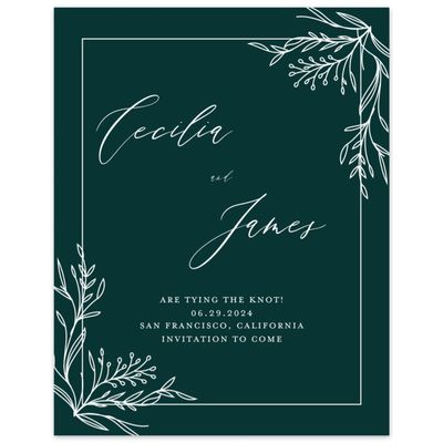 Dark Emerald, Green Wedding Digital Save the Date - Bellevue Portrait
