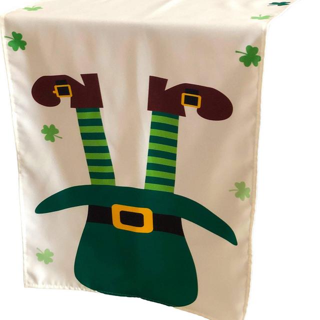 Partay Shenanigans Table Runner - St Patrick's Day Leprechaun Polyester Table Runner 14&quot; x 108&quot; for Home Decoration