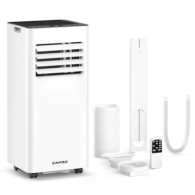 ZAFRO 8,000 BTU Portable Air Conditioners, 4 Modes Portable AC Unit with Fast Cooling/Self-Evaporation System/Remote/24Hrs Timer for Bedroom/Dorms/Indoor Rooms, White