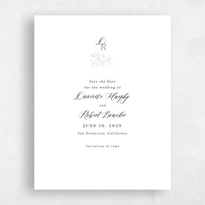 Light Mauve, White Wedding Save the Date - Lisette Classic