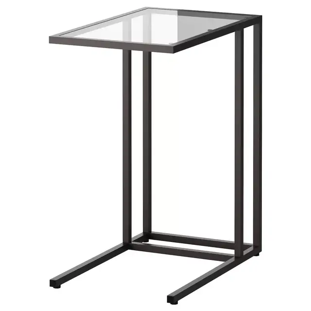 VITTSJÖLaptop stand, black-brown, glass13 3/4x25 5/8 "