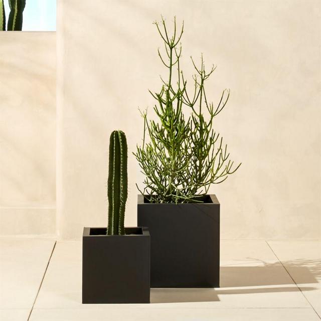 Blox Large Square Galvanized Charcoal Planter