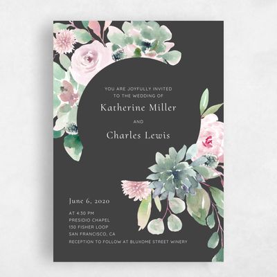 Charcoal, Black Wedding Invitation - Cricket Corner