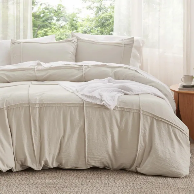 Bedsure Grid Boho Duvet Cover King Size 3 Piece Tufted Shabby Chic Bedding Set Lovely Valentine’s Day Gift