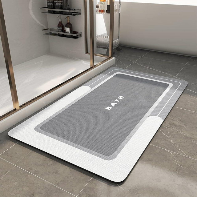 MontVoo Bath Mat-Bathroom Mat Rug Non Slip Super Absorbent Stain Resistant Quick Dry Thin Bathroom Rug-Bath Mats for Bathroom Floor Bathtub Vanity-Bathmat Bath Rug Easy Care-24"x35" Grey