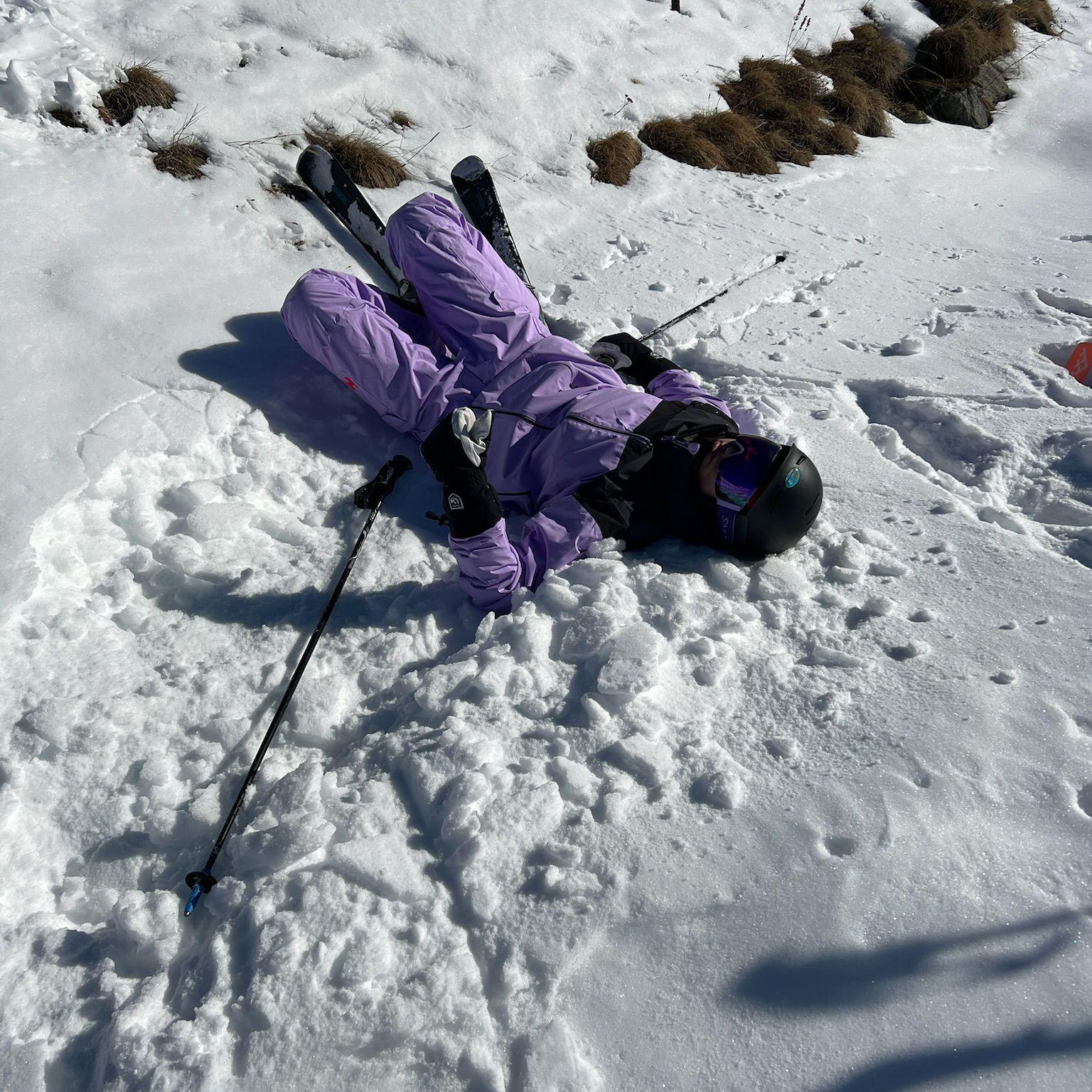 Ashleigh in a Swiss snow bank, literally less than an hour before Darren proposed.