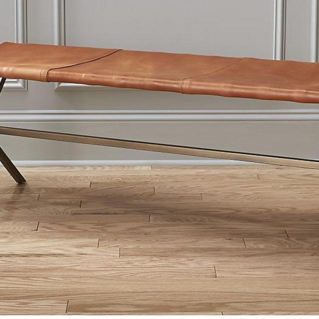 CB2 Leather Director's Bench