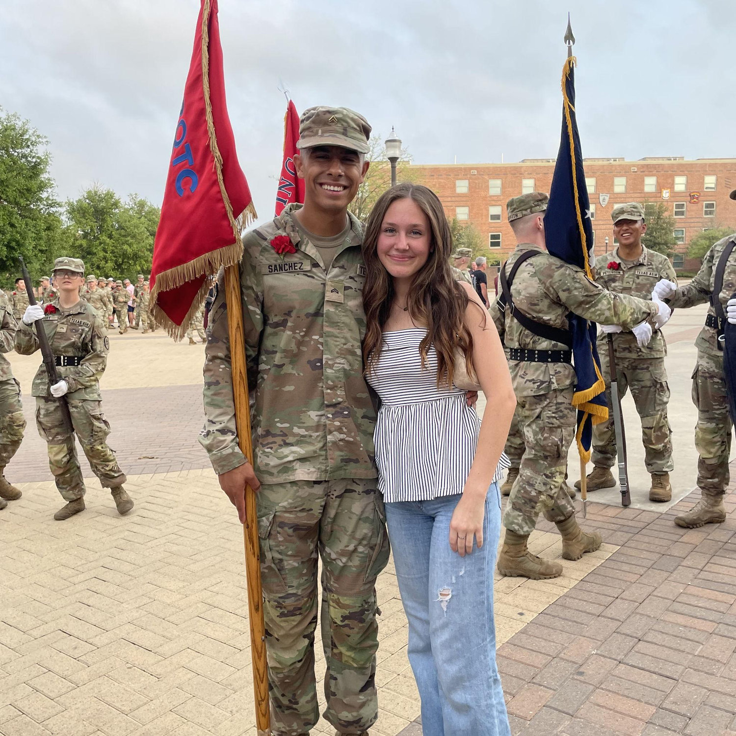 April 4th, 2025; This photo was taken during family weekend. Andres family came down to watch Andres march for the Corps of Cadets and become 1st Sergeant for E-2.
