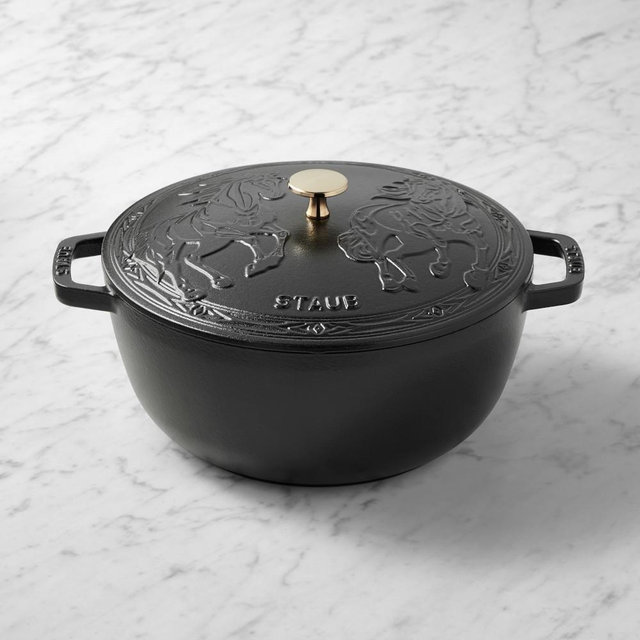 Staub Enameled Cast Iron Essential French Oven with Horse Lid, 5-Qt., Matte Black