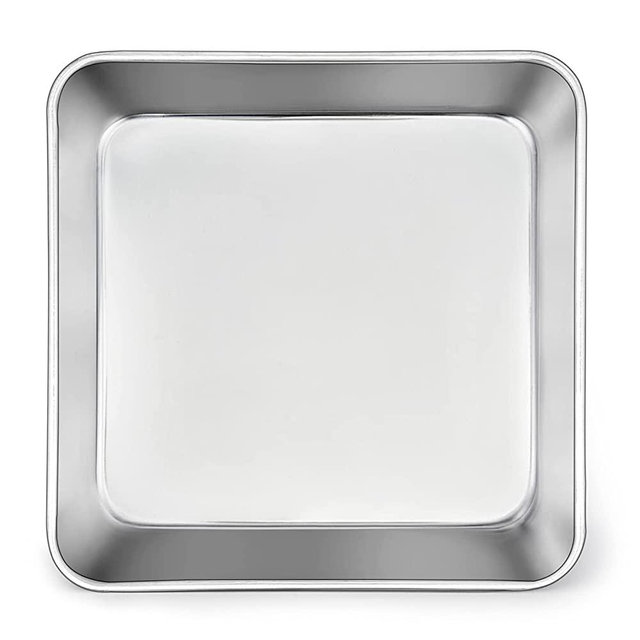 TeamFar Square Cake Pan, 9 Inch Stainless Steel Square Baking Roasting Pan for Cake Brownie Lasagna, Non-Toxic & Heavy Duty, One Piece Mold & Smooth, Dishwasher Safe & Easy Clean