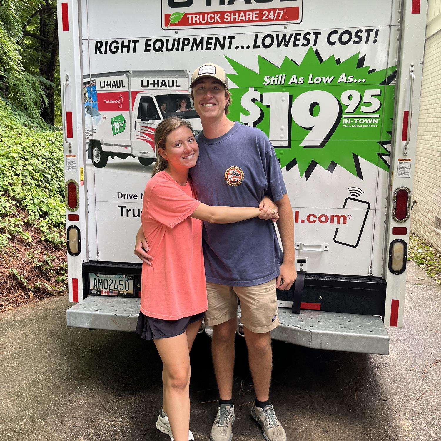 Bradley and Bev driving the U-Haul of all of Bev's stuff to Atlanta!