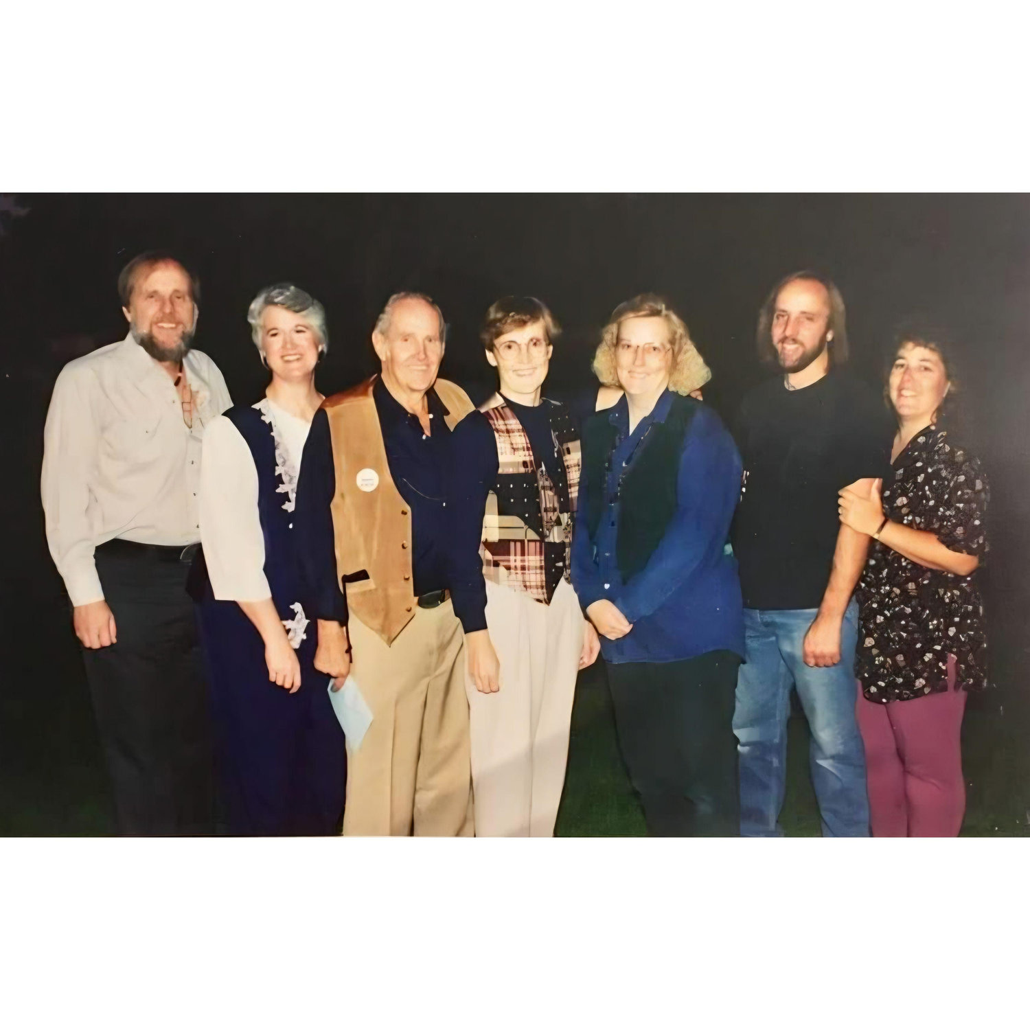Christina's dad and mom, with uncle and aunts (dad's side), and grandpa several years before Grandpa Cookie and Uncle Zeke passed away