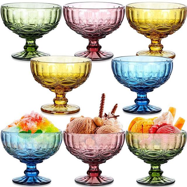 Whole Housewaress | Colored Water Glass Vintage-Pressed Pattern 8 Ounce Wedding Wine Glass Set of 6- Solid